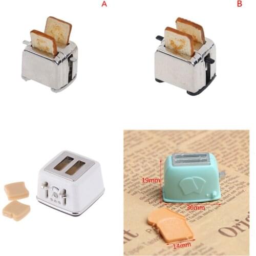 1/12 Scale Dollhouse Bread Machine With Toast Miniature Cute Decorations Toaster Dollhouse Miniature Bread Cake Accessories