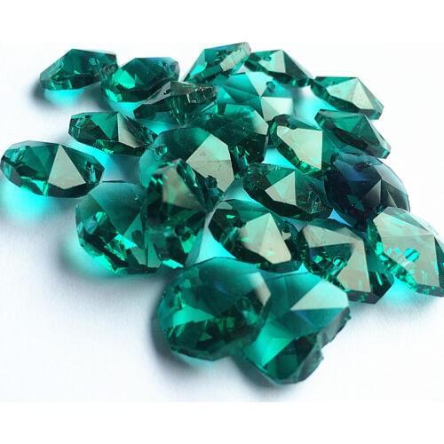 2000pcs/lot Malachite Green 14mm Crystal Chandelier Octagon Beads in 2 holes For Diy Strand Garlands Accessories Home Decoration