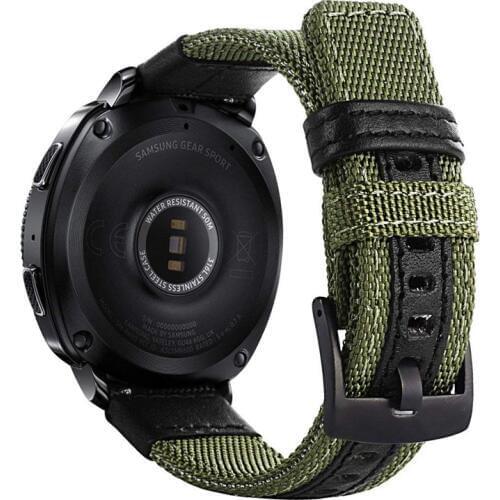 Easy Fit Nylon&leather Band strap for Samsung Gear Sport/Galaxy Watch 42mm/for Garmin Vivoactive 3/Ticwatch 2/E