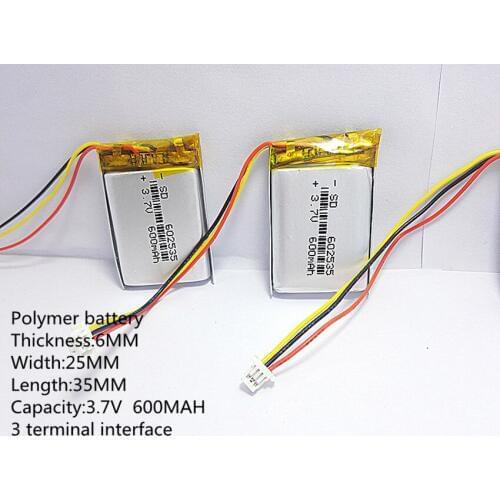 Li-po Polymer lithium battery 3.7 V, 602535 can be customized wholesale CE FCC ROHS MS 600MAH quality certification