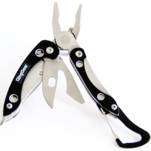 QingGear Multifunctional Pliers Tool with knife file cross screwdriver bottle opener Carabiner EDC keyring tool folding pliers