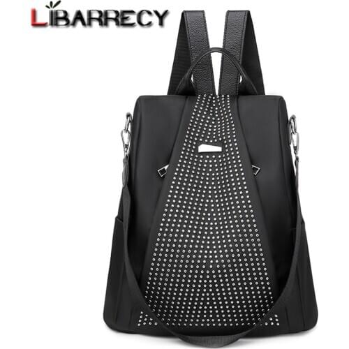 Fashion Rivet Backpack Women Waterproof Oxford Cloth Shoulder Bag Sac a Dos Teenagers Girls Anti-theft Bagpack Travel Mochila
