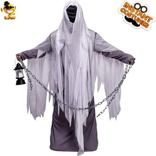 Men Scary Ghost Robe Role Play Purim Costumes Cosplay Horror Ghost Zombie Costume Adult For Male Halloween Party