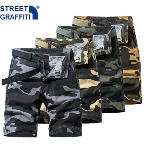 2021 Men Summer New Tactical Cotton Cargo Shorts Men Streetwear Pockets Shorts Men Casual Fashion Loose Camouflage shorts 28-38