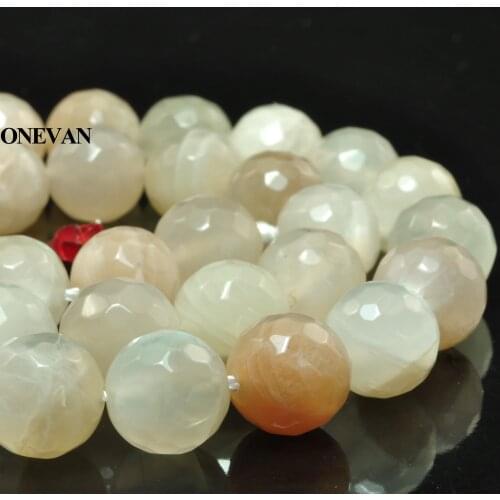 ONEVAN Natural A+ Yellow Moonstone Faceted Round 8mm 10mm Stone Beads Bracelet Necklace Jewelry Making Diy Accessories Design