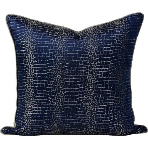 DUNXDECO Cushion Cover Decorative Pillow Case Modern Luxury Blue Color Snake Skin Pattern Jacquard Sofa Chair Bedding Coussin