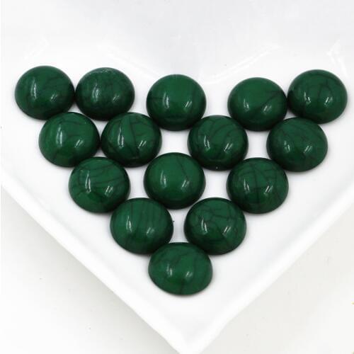 New Fashion 40pcs 8mm 10mm 12mm Dark Green Color Flat Back Resin Cabochons Cameo