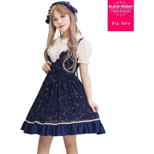 2018 summer new fake two piece lolita dress female short sleeve lace patchwork dress lovely vintage print women clothing L724