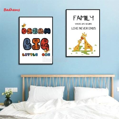 Poster Aesthetic Printing Canvas Frameless Painting Cute Cartoon English Alphabet Childrens Room Bedroom Creative Decoration