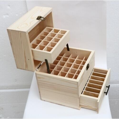 Three-layer 59 Compartment Essential Oil Bottle Display Stand Bracket Storage Wooden Box Drawer Type Jewelry Storage Box