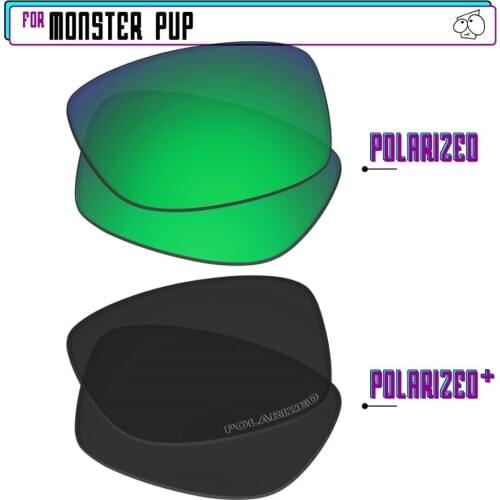 EZReplace Polarized Replacement Lenses for - Oakley Monster Pup Sunglasses - Black P Plus-Green P