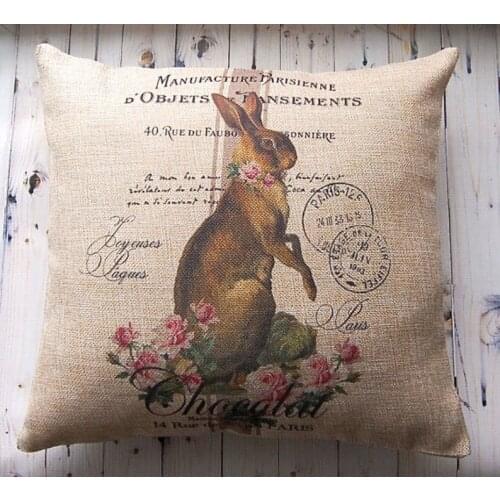 Drop shipping Easter Bunny Home Decorative Throw Pillow Case Rabbit with Eggs Farmhouse Decor Cushion Covers Party Decoration