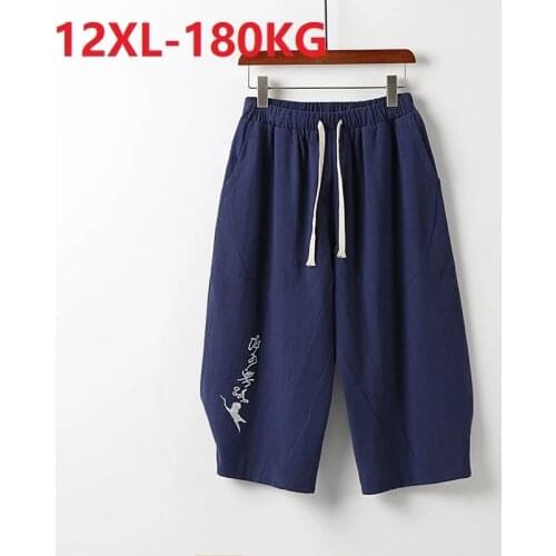 Summer men sleep bottoms casual home shorts plus size 8XL 9XL 10XL 12XL linen Chinese style sleep loose home wear Comfortable 70