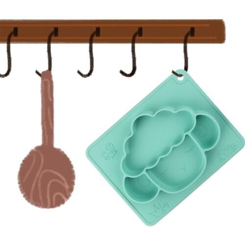 Baby Suction Silicone Plate Non-Slip Sheep Feeding Divided Bowl Dish for Infant Girls and Boys Fits Most Highchair Trays