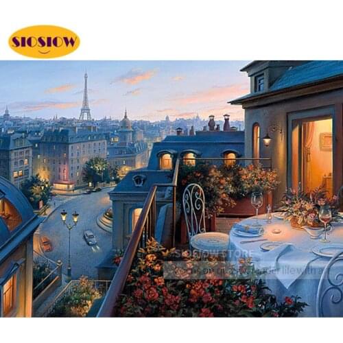 SIOSIOW 5d Diy Diamond Painting City Night Scenery Full Square Diamond Embroidery Building Landscape Rhinestones Wall Decor Home