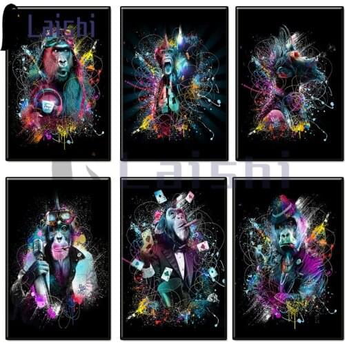 Modern Graffiti Art Colorful Funny Monkey Diamond Painting Full Drill Animal Mosaic Cross Stitch Wall Pictures Home Decoration