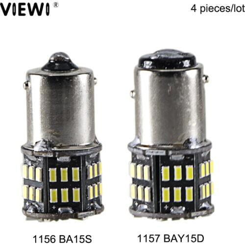 4pcs P21W 1156 BA15S 1157 BAY15D super white bulb 6000K 2W smd 3014 leds 12v 24v Auto Reverse Lamp Daytime Running Signal Light