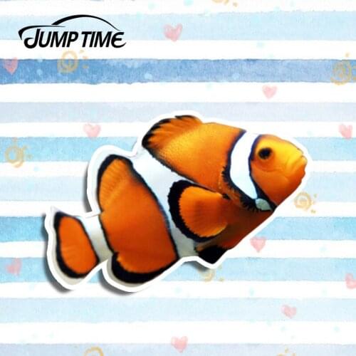 Jump Time 13cm x 8.7cm 3D Car Styling Tropical Clown Fish Vinyl Sticker Laptop Travel Luggage Auto Decor Waterproof Accessories