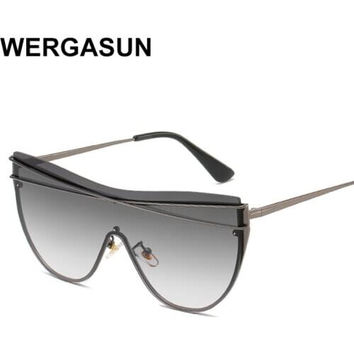 WERGASUN New Sunglasses Women Brand Designer Alloy Frame Oversize Gradient Sun Glasses Fashion Female Clear Shades