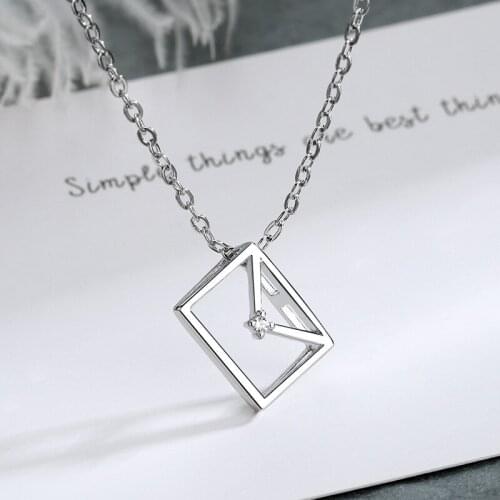 New Necklaces 20201 Love Letter Zirconium Envelope Choker Pendant Necklaces for Women Square Clavicle Chains Jewelry Collares