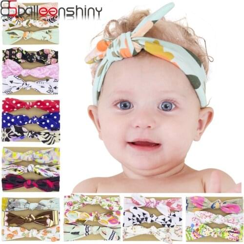 Balleenshiny 3pcs Childrens Bowknot Headband Baby Girl Hair Accessories DIY Elastic Bunny Ears Headband Kids Print Hairband