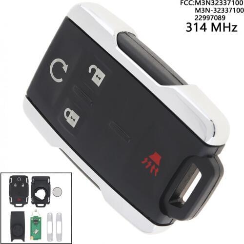 314MHz 4 Buttons Black Keyless Remote Key Fob with ID46 Chip M3N32337100 / M3N-32337100 / 22997089 for Chevrolet