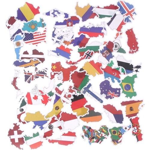 50Pcs/set National Flags Stickers Countries Map Travel Sticker DIY Suitcase Laptop Diary Album Label School Office Supplies