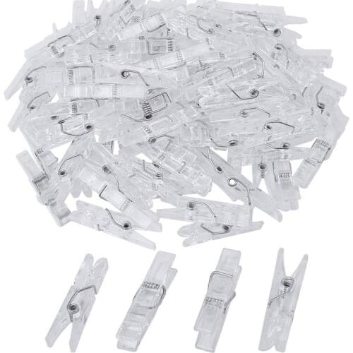 50Pcs Mini Spring Clear Clothes Pegs For Photo Clips Portable Plastic Photo Paper Craft Clips Clothespin Party Home Decoration