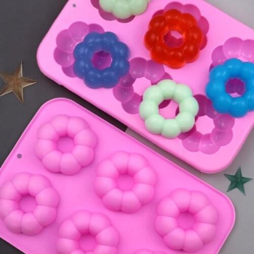 6 Cavity Pumpkin Silicone Doughnut Mold, Flower Shaped Silicone Doughnut Mold, Food Grade