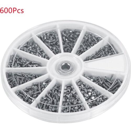 600 Pieces Stainless Steel Small Electronic Nut Assortment Household Tool Kit 12 Kinds M1/1.2/1.4/1.6
