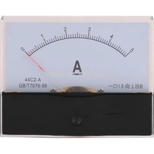 44C2-A 500mA 1A 2A 3A 5A 10A 15A 20A 30A 50A 100A Class 1.5 Accuracy DC 0-5A Analog Panel Meter Ammeter Amperemeter
