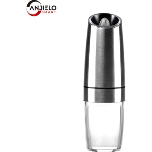 Anjielosmart Electric Automatic Mill Pepper Gravity Pepper Grinder Salt Pepper Mills with Blue LED Light Automatic Kitchen Tools
