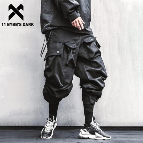 11 BYBBS DARK Hip Hop Cargo Pant Man Streetwear Multi Pockets Harem Pants Loose Harajuku Joggers Men Trousers Punk Functional