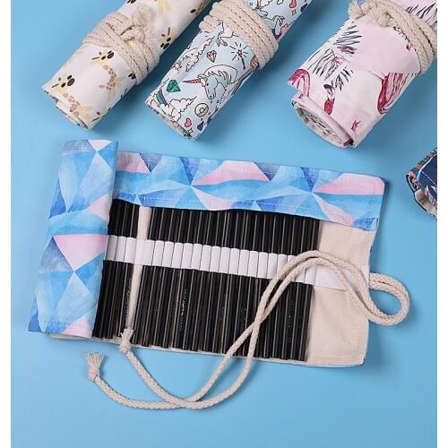 Kawaii Penal for School Roll Pencil Case Girls Boys Pencilcase 36/48/72 Holes Unicorn Flamingo Pen Bag Cartridge Stationery Kit