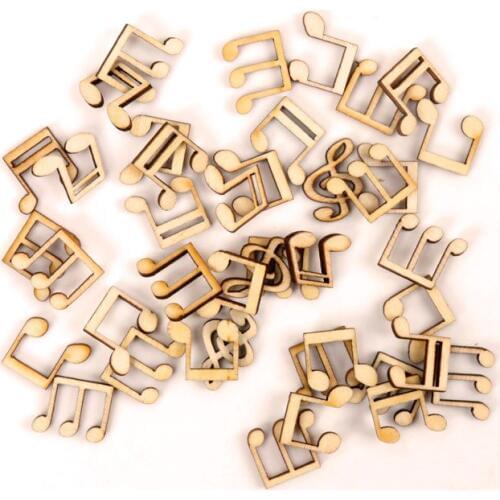 Natural Mix Cute Note Pattern Wooden Scrapbooking Painting Craft For Handmade DIY Accessory Home Decoration 16-20mm 50pcs