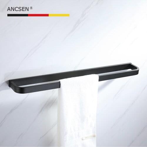 Stainless Steel Matte Black Bathroom Towel Holder Rack Single Rod Pendant Towel Bar Towel Hanger Kitchen Bathroom Accessories