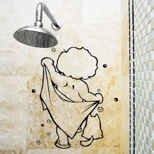 Childrens shower glass door stickers bathroom wall stickers waterproof removable baby bathroom decor stickers wall art decals