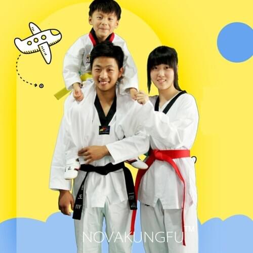 Cotton Taekwondo clothing childrens training clothing adult college students men and women beginners coach long sleeves