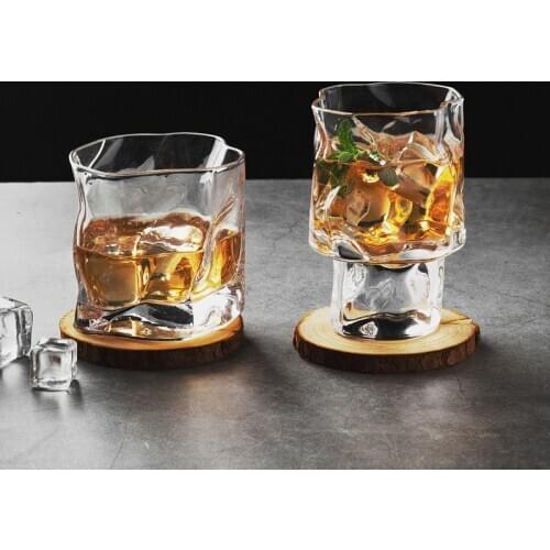 Crystal Glass Whiskey Glass Creative Fold Line Crystal Cocktail Glass Beer Glass Drink Glass Bar Supplies Champagne Glasses