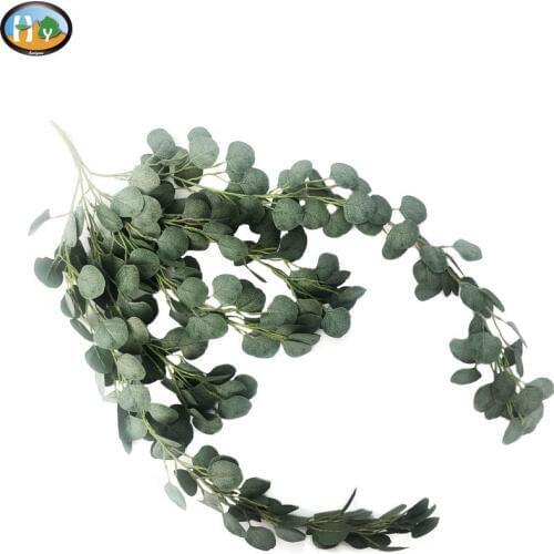 Artificial plants eucalyptus garland silk Plastic Fake Greenery Green Leaves Home Garden Wall Wedding Decor Outdoor Flowers DIY