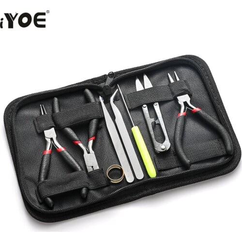 IYOE 8pcs/Set Jewelry Making Tools Kit With Organizer Bags Pilers Scieeors Tweezers Beading Tool Set Handmade DIY Making Jewelry