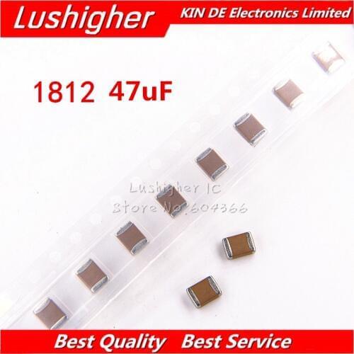 10pcs 1812 4532 47uf 476K 500V X7R 10% SMD MLCC Ceramic Capacitor