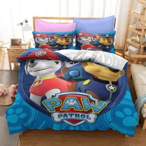 New Paw Patrol Bedding Set Duvet Cover and Pillowcase Anime Cartoon Rescue Dog Full Size Bed Set Comforter Set for Bedding