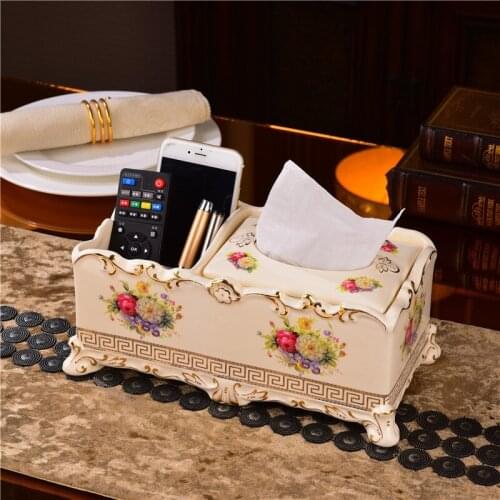 Ceramic Tissue Box Organizer Durable Multifunctiona Desktop Remote/Pencil Rack Portable Type Wedding Gifts Birthday Presents