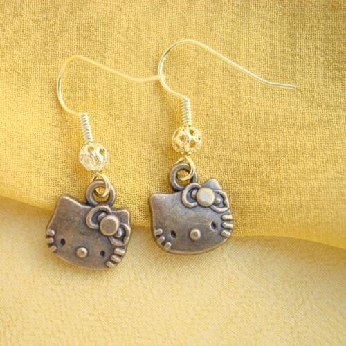 RED SNAKE Great Value! Vintage Retro Style Jewelry Gunmetal kitty cat Earrings Cooper Dangle Earring for Women EB0047