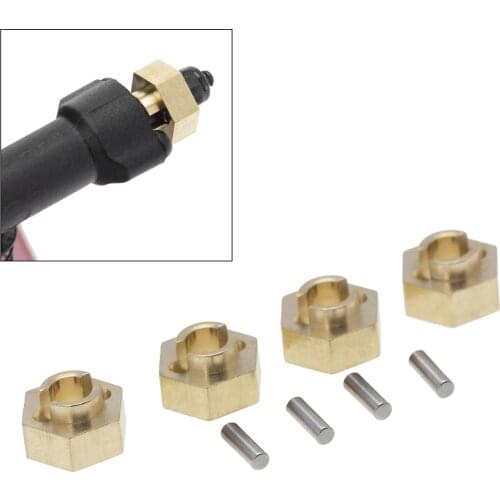 4PCS RC Car Brass Wheel Hex Hub Drive Adapter & Pins for 1:24 SCX24 AXI00002 SCX24 AXI00001 SCX24 AXI90081 RC Crawler Upgrade