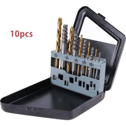 10pcs Screw Extractor Cobalt Left Hand Drill Bit set Broken Bolt Damaged Set