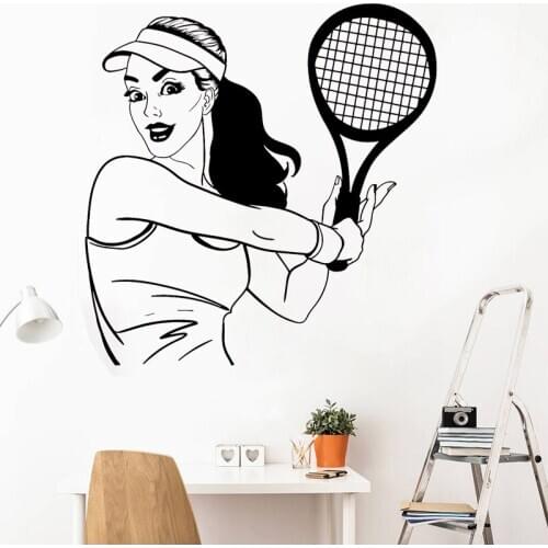 Tennis Girl Wall Sticker Tennis Club Vinyl Decal Player Sports Girls Stickers Bedroom Living Room Decoration Sport Home Decor