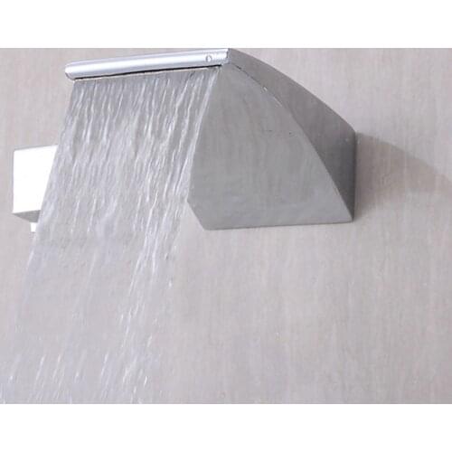 Free Ship Contemporary Wall-mounted Waterfall Chrome Finish Curve Spout Bathroom Faucet Hot and Cold Water Mixer Basin Tap