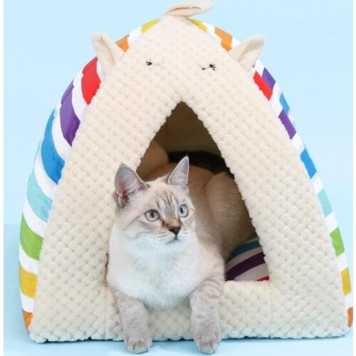Very Cute Supplies for Cats Pets Kittens Rainbow Pattern Beds Foldable Cat Cave Free Shipping Yurt-shaped Dog Beds for Tiny Dogs